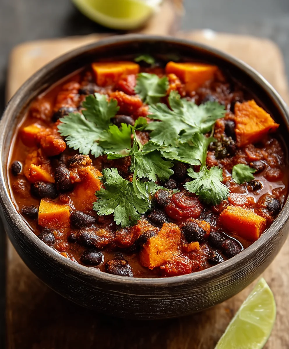 Sweet Potato Black Bean Chili - Hearty & Delicious