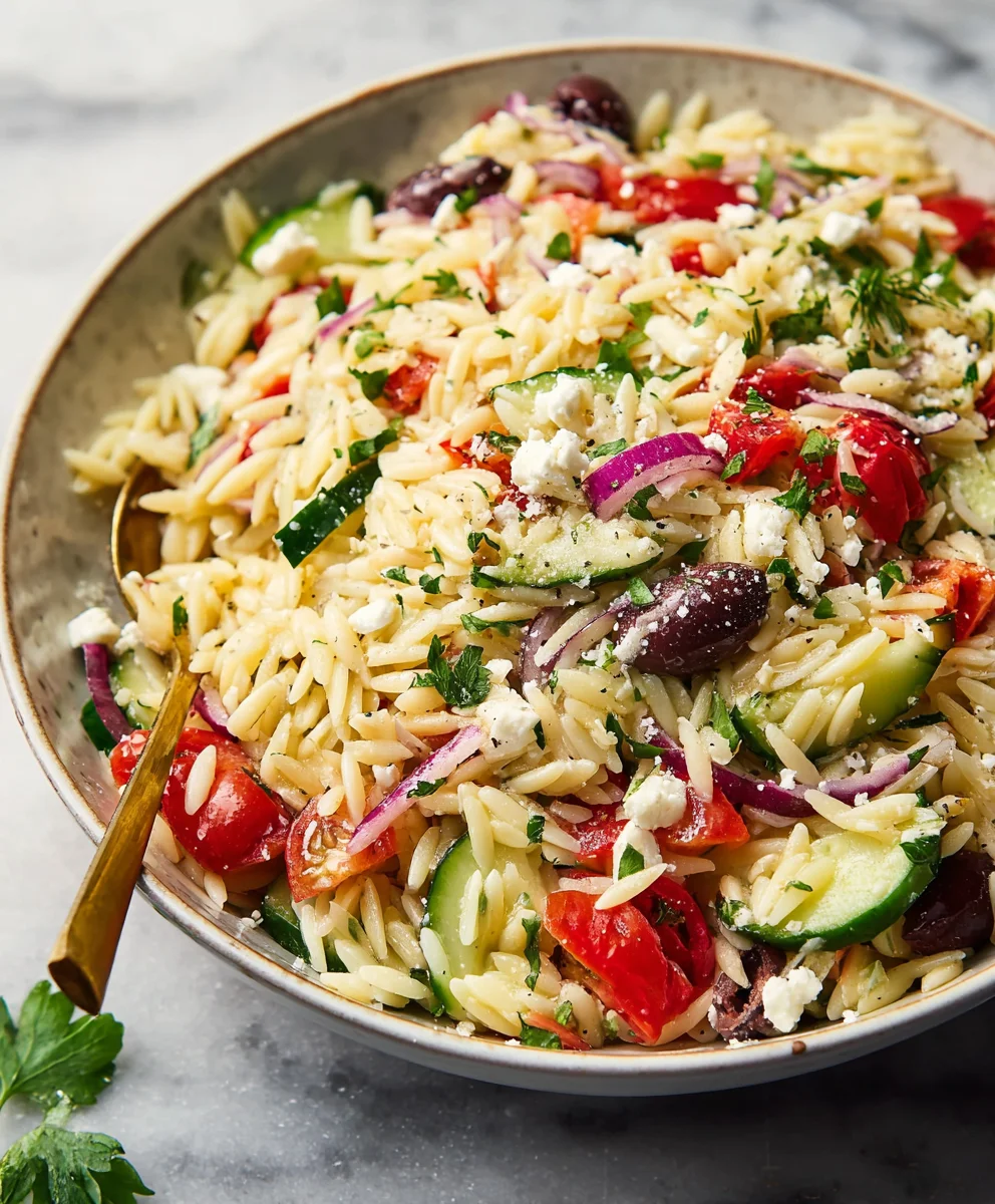 Mediterranean Orzo Salad- Fresh & Flavorful Recipe