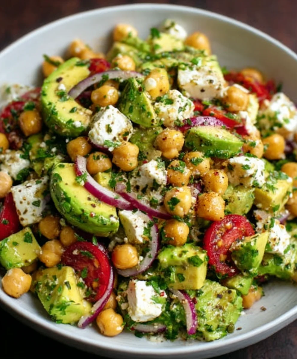 Chickpea Feta Avocado Salad - Fresh & Easy Recipe