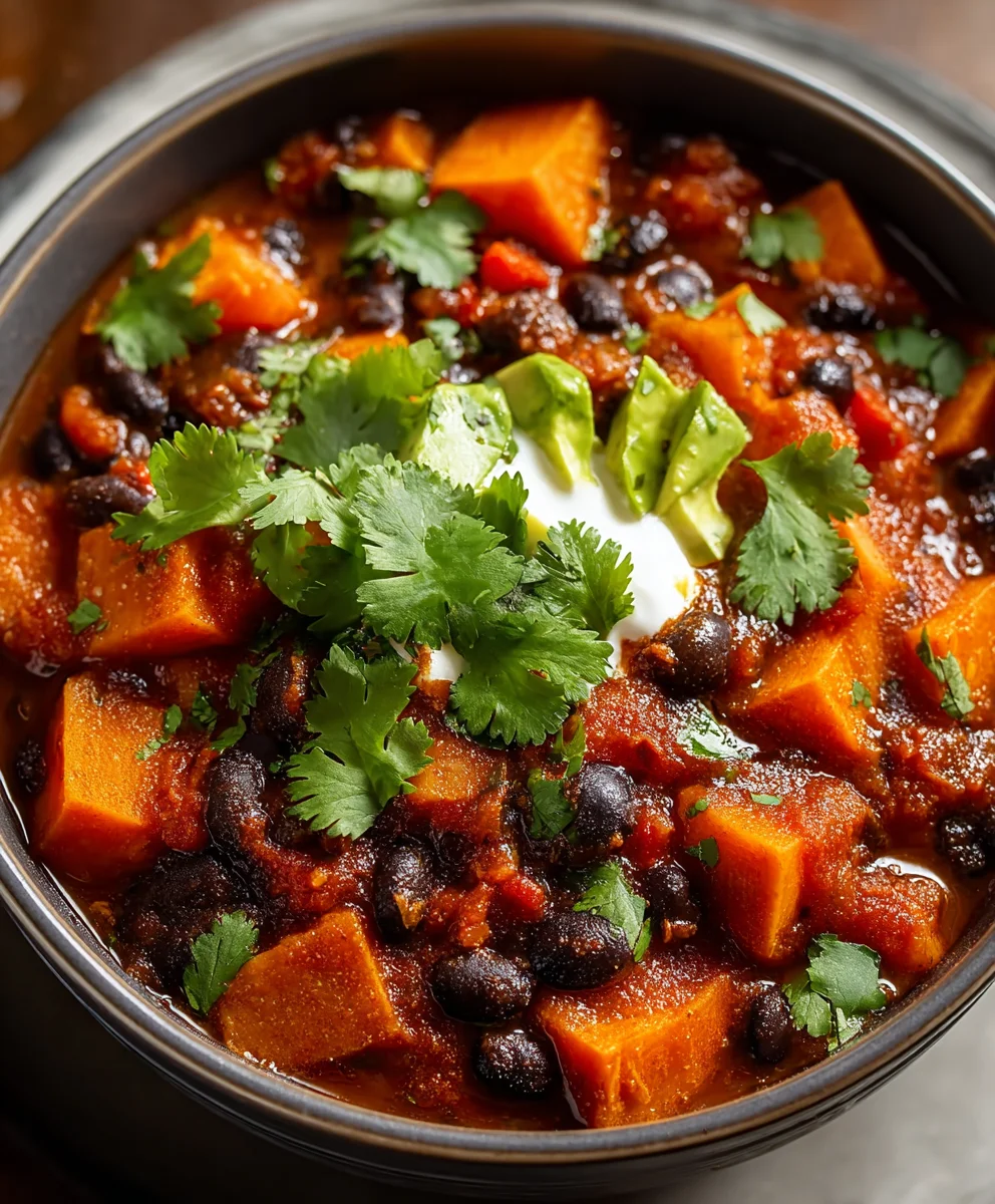 Sweet Potato Black Bean Chili - Hearty & Delicious