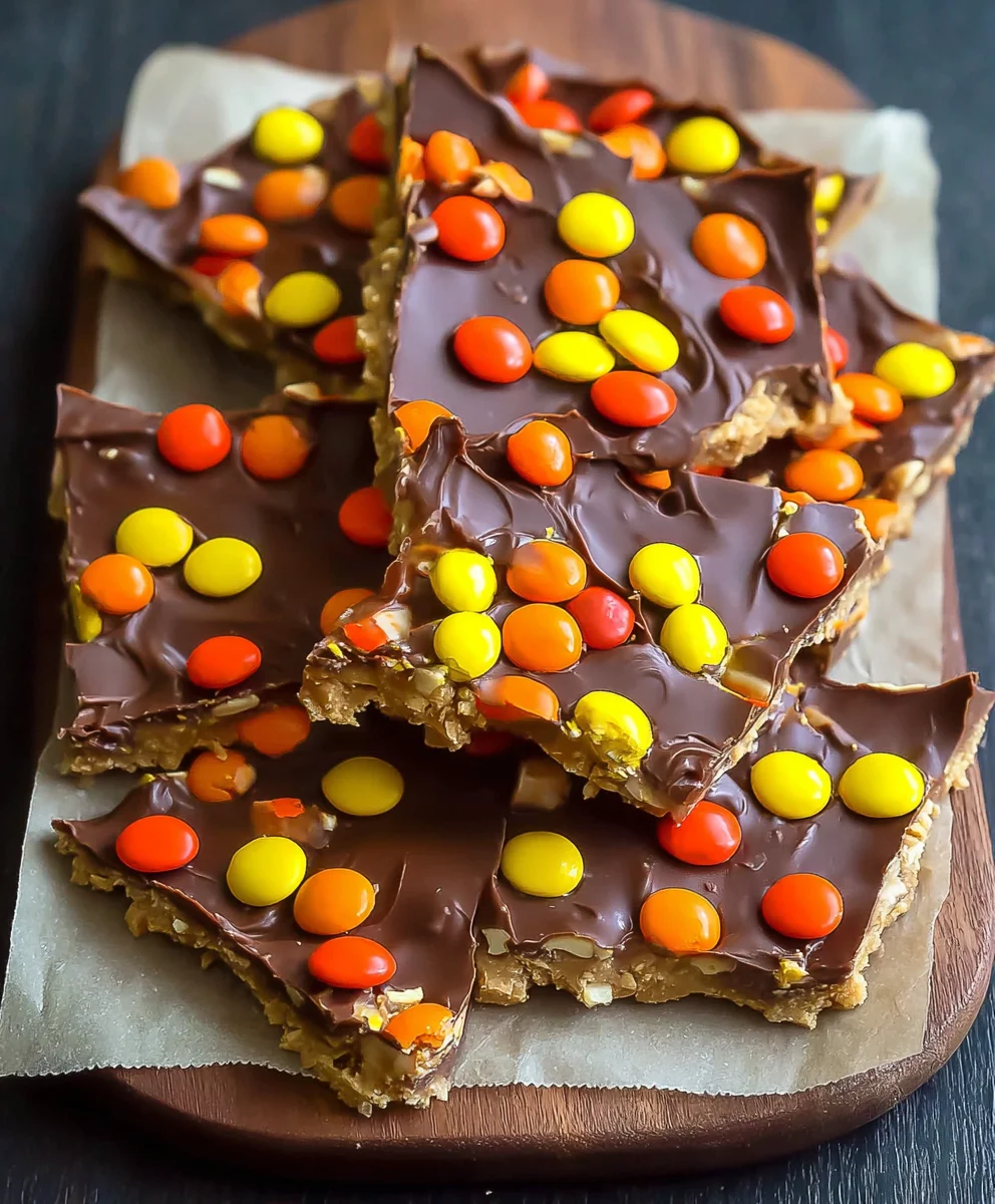 Reese's Pieces Peanut Butter Bark Recipe-Easy Treat