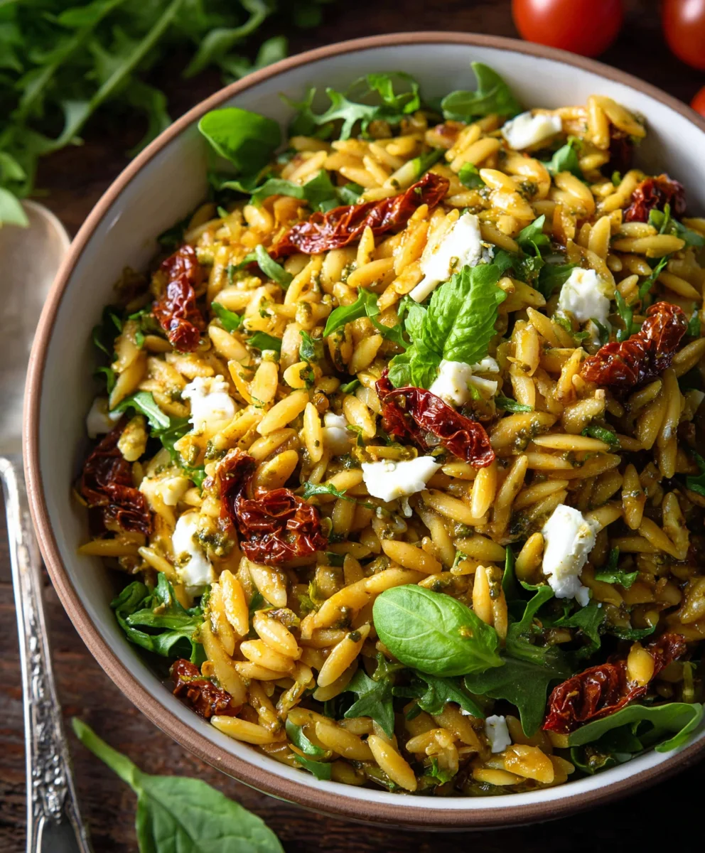 Sun-Dried Tomato Orzo Pesto Salad - Quick & Easy Recipe