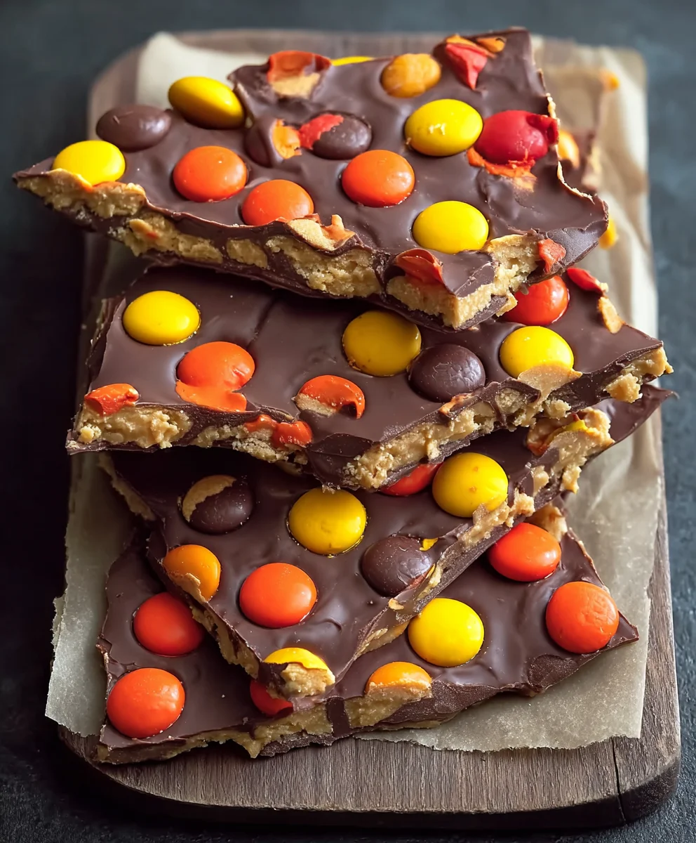 Reese's Pieces Peanut Butter Bark Recipe-Easy Treat