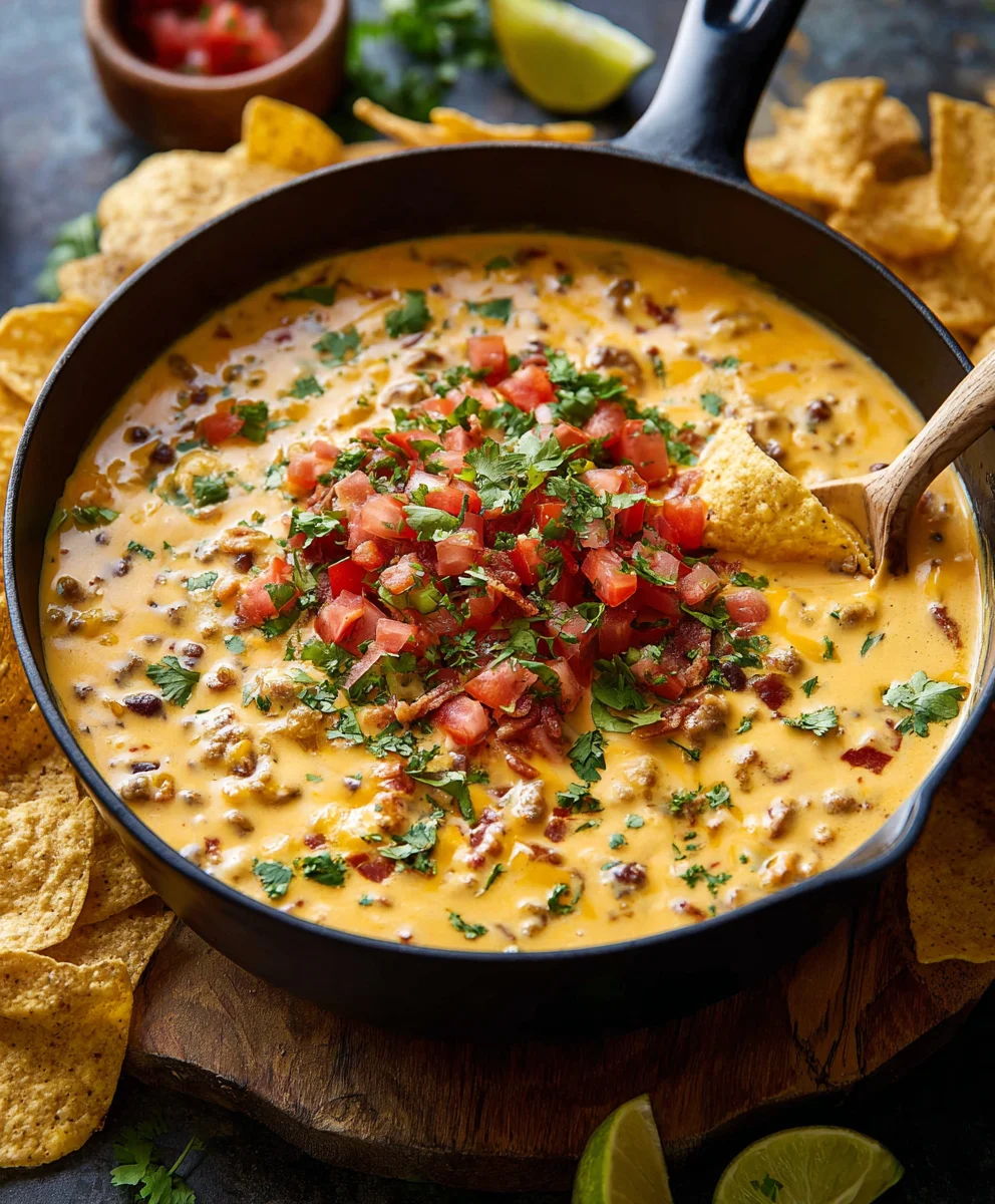 Easy Cowboy Queso- Best Creamy Beef Dip Recipe