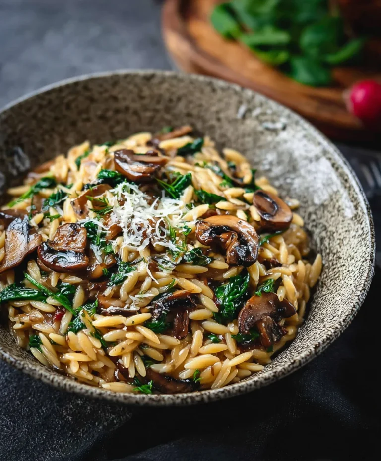 Mushroom Spinach Orzo – Easy One-Pan Meal