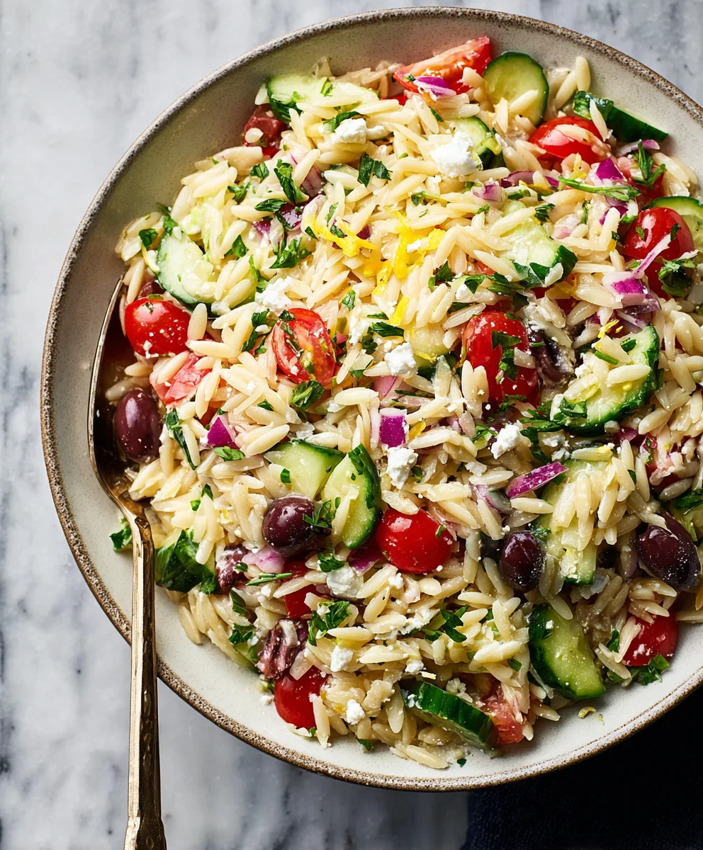 Mediterranean Orzo Salad- Fresh & Flavorful Recipe