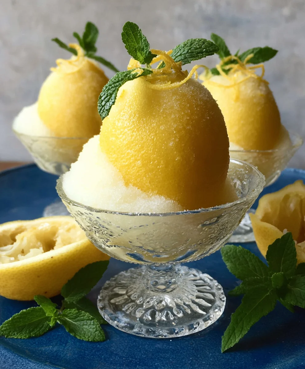 Frozen Lemon Shell Sorbetto- Refreshing Lemon Dessert