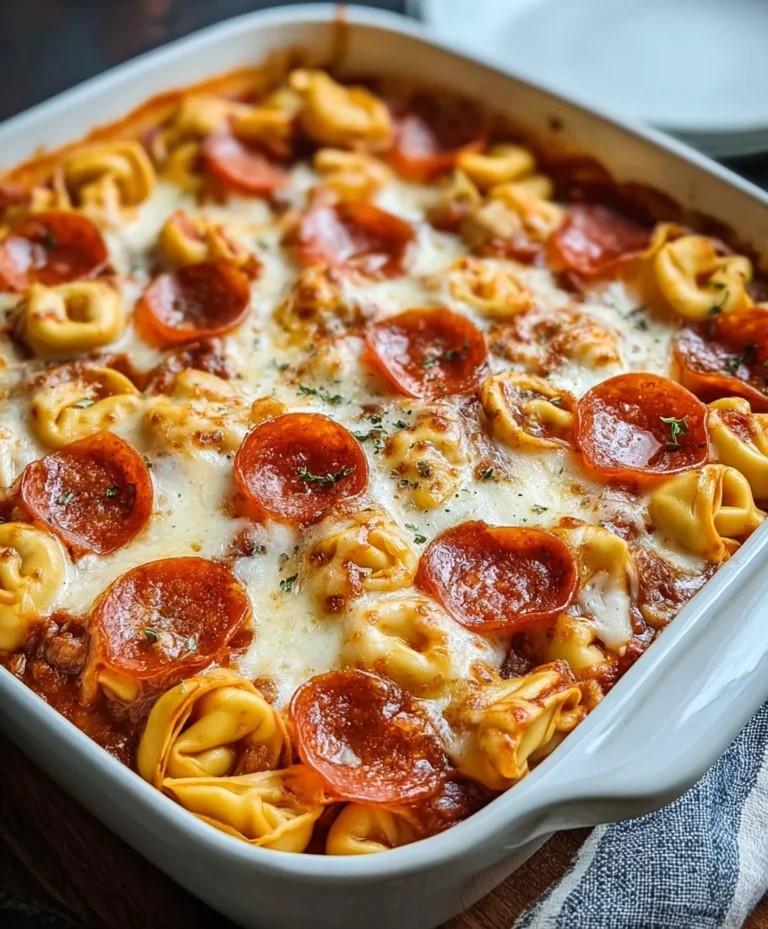 Easy Beef Beef Pepperoni Tortellini Pizza Casserole