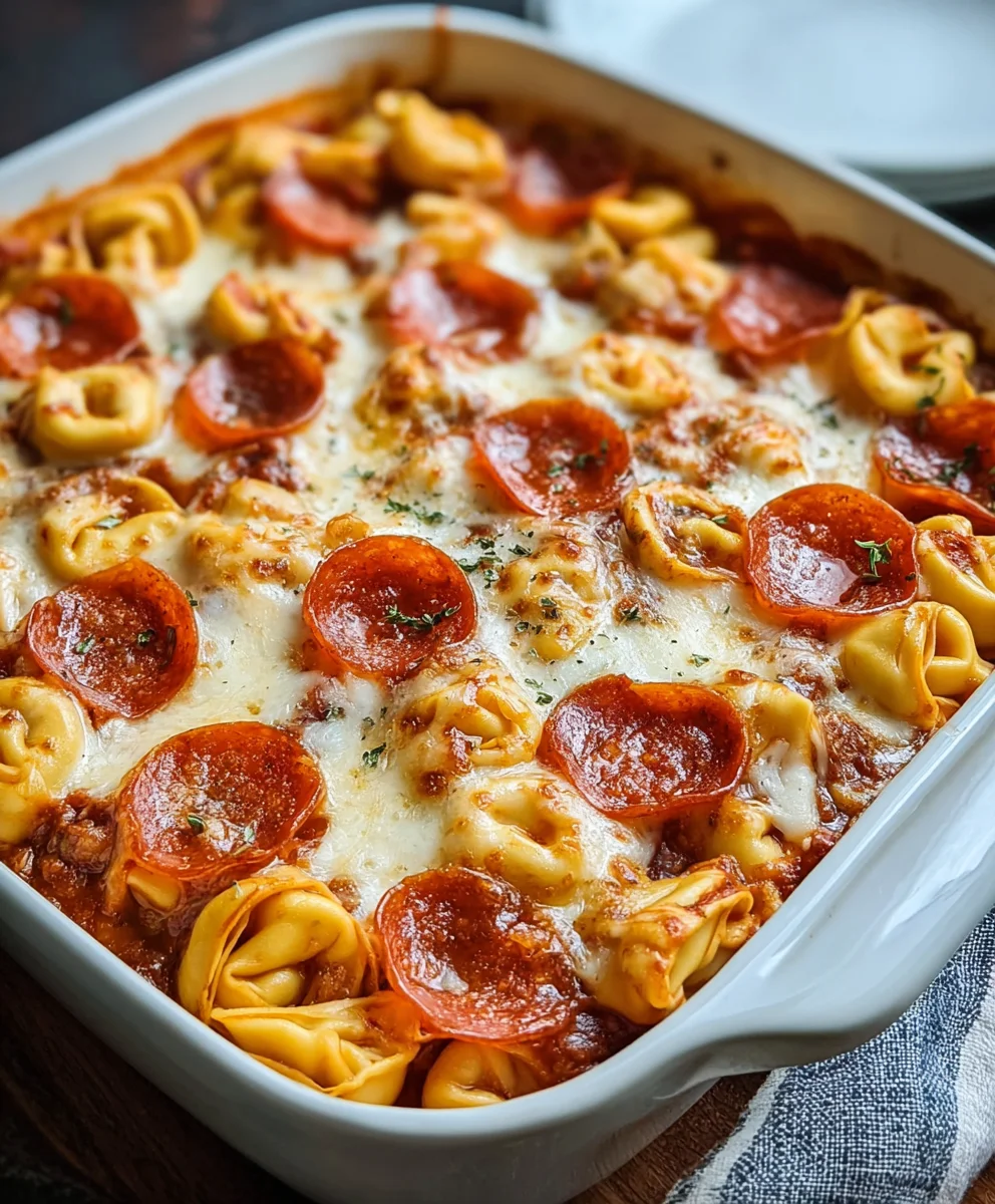 Easy Beef Beef Pepperoni Tortellini Pizza Casserole
