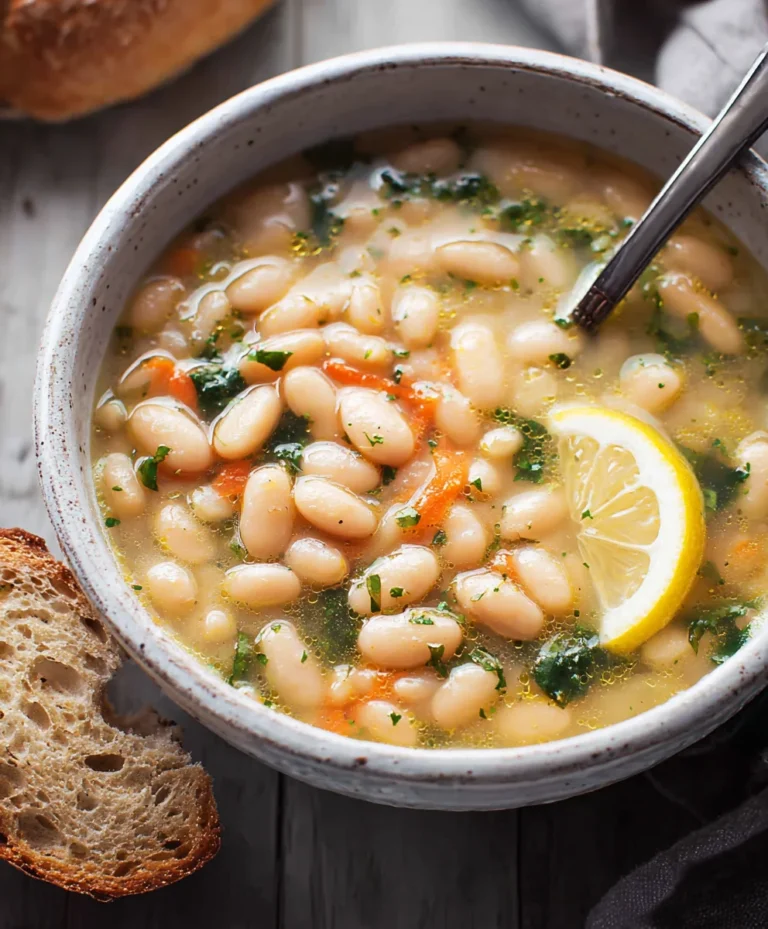 Greek White Bean Soup – Lemon Garlic Flavor