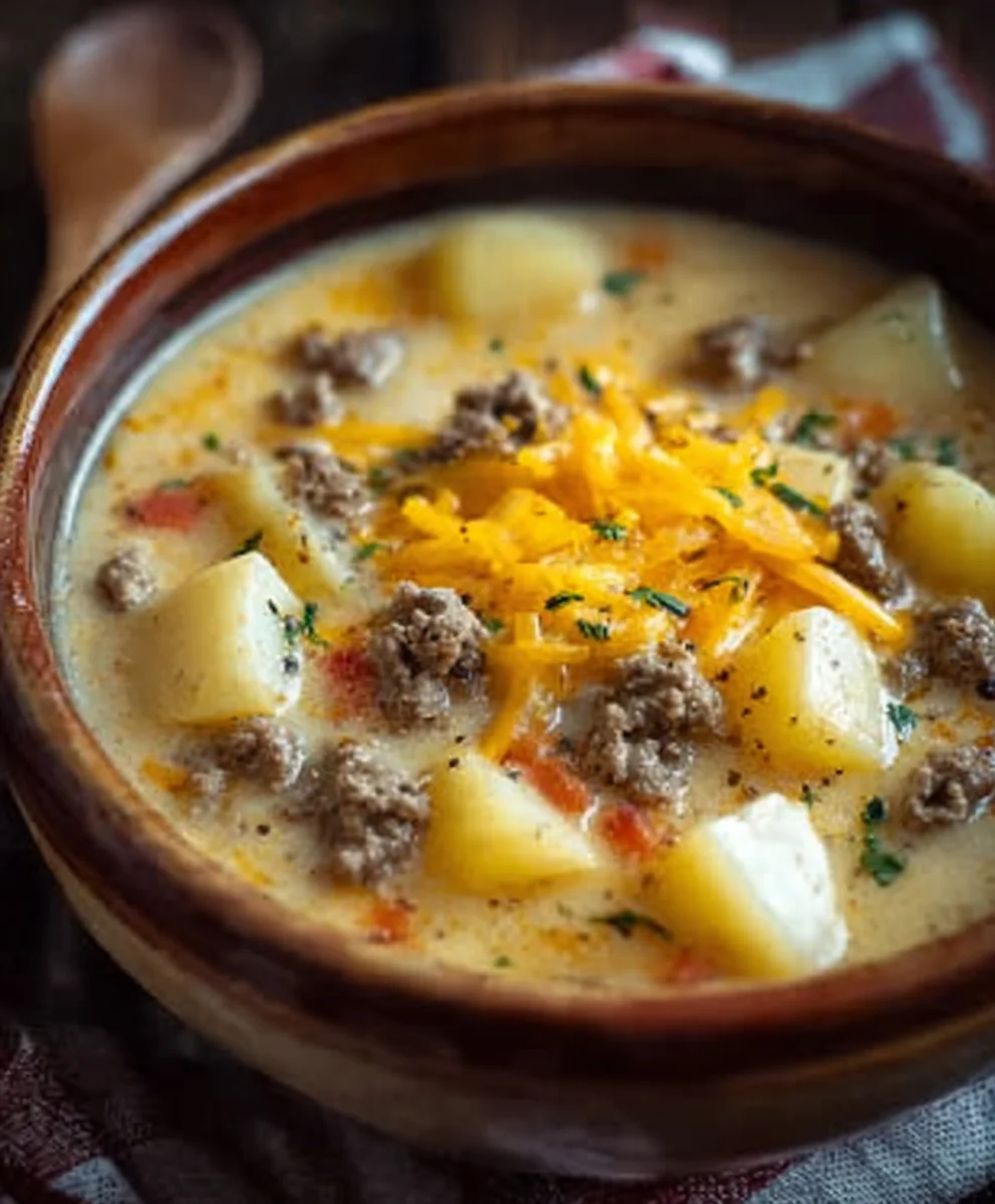 Cheesy Beef Beef Hamburger Potato Soup Delight