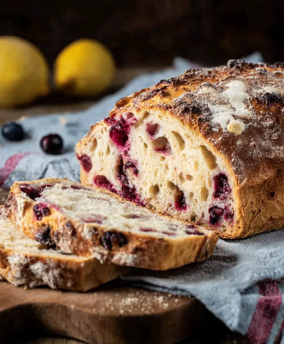 Blueberry Lemon Sourdough Bread-Tangy Sweet Loaf