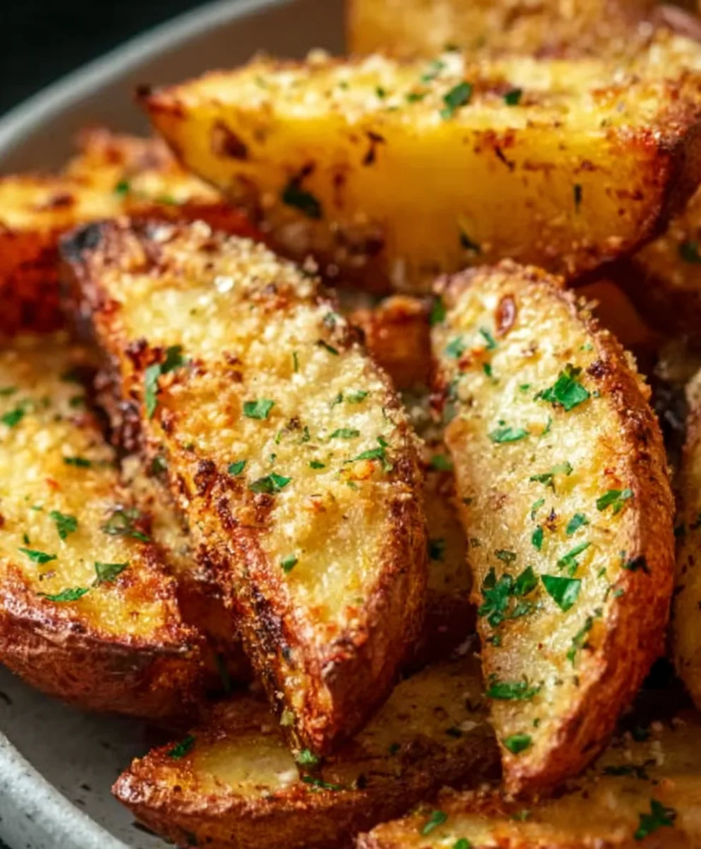 Garlic Parmesan Potato Wedges-Crispy Baked Delight