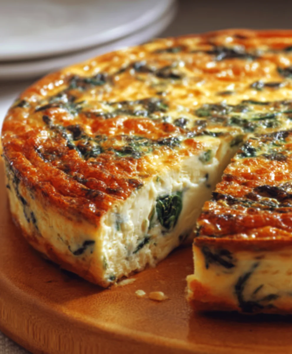 Spinach Cottage Cheese Crustless Quiche- Easy Healthy Bake