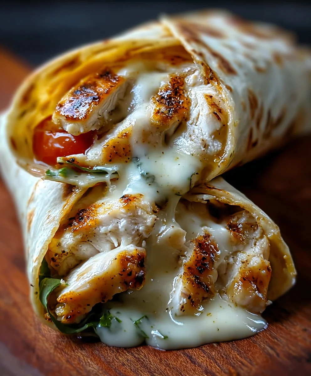 Cheesy Garlic Chicken Wraps Quick & Easy Recipe