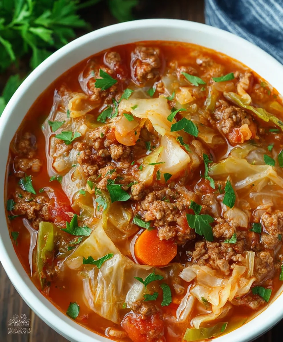 Hearty Cabbage Roll Soup - Easy Beef & Rice Dinner