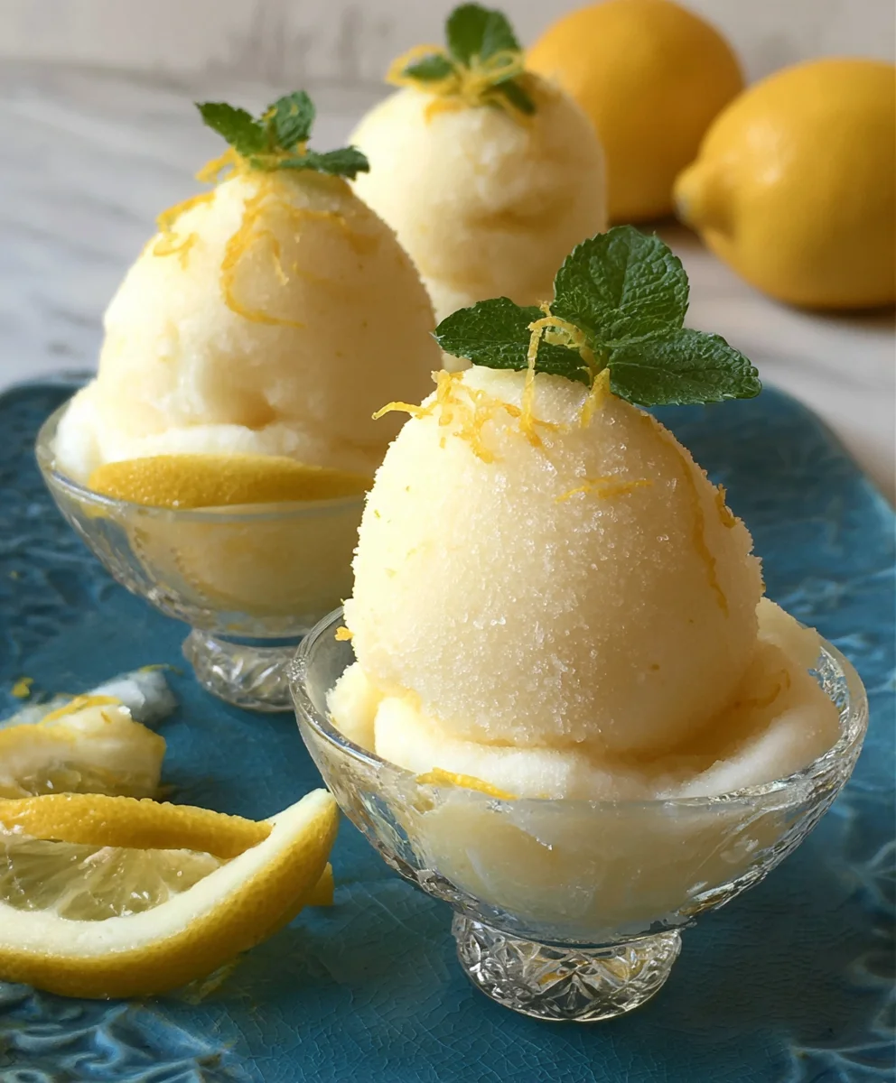 Frozen Lemon Shell Sorbetto- Refreshing Lemon Dessert