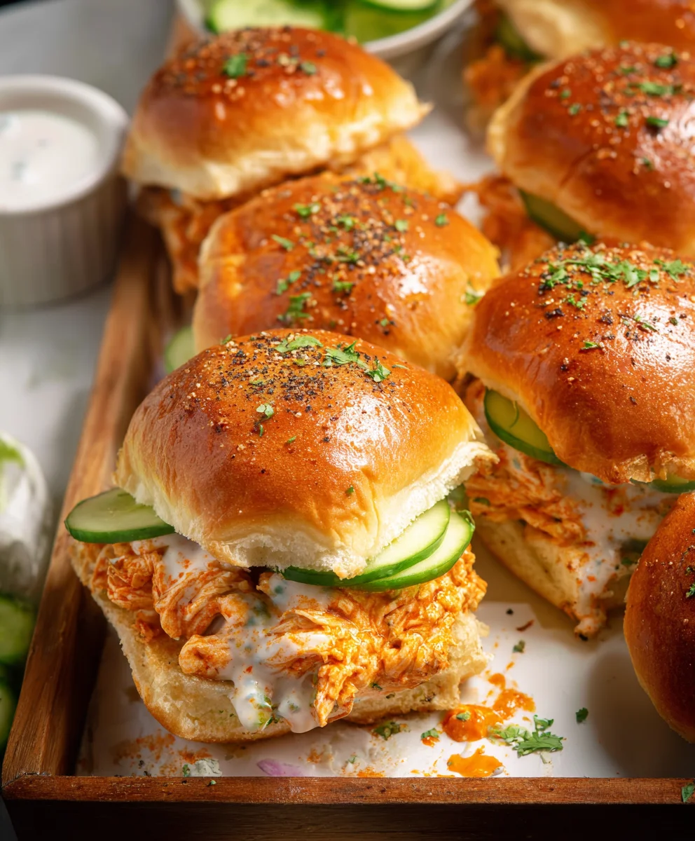 Spicy Buffalo Chicken Sliders-Quick & Easy Recipe