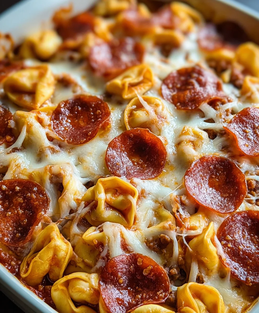 Easy Beef Beef Pepperoni Tortellini Pizza Casserole