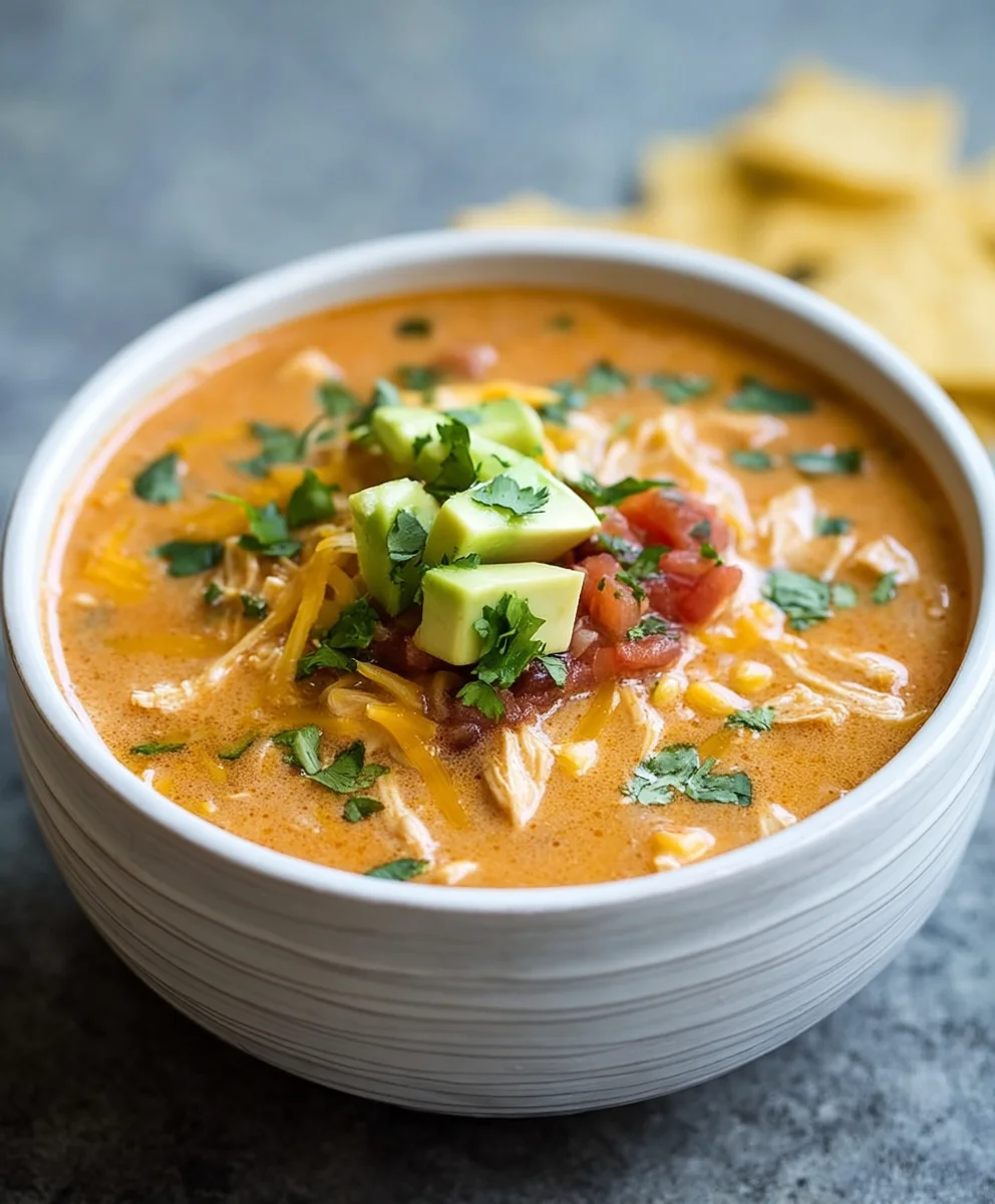 Creamy Chicken Enchilada Soup- Easy Comfort Meal