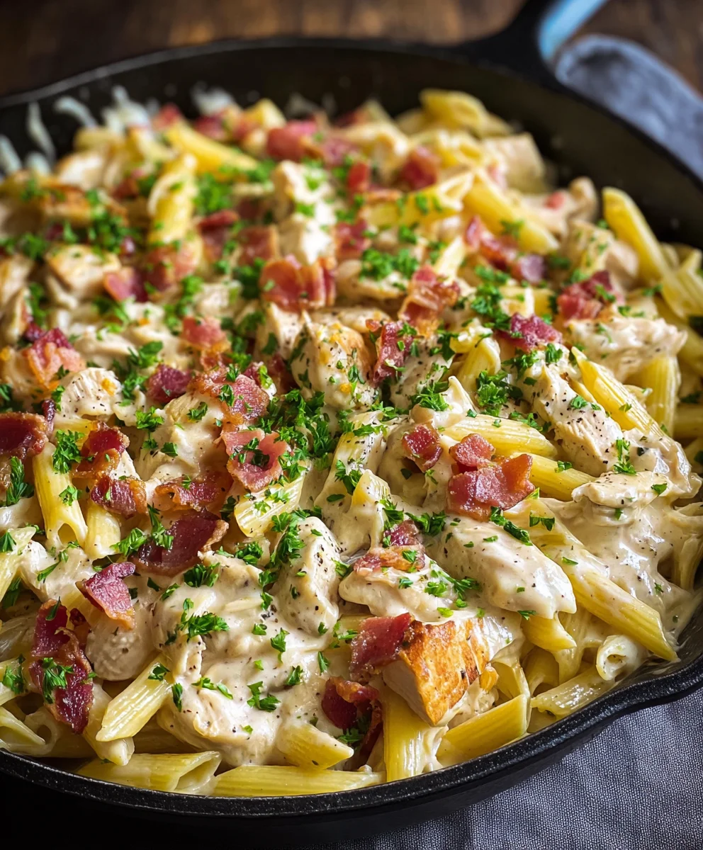 One-Pan Creamy Ranch Beef Beef Bacon Chicken Pasta