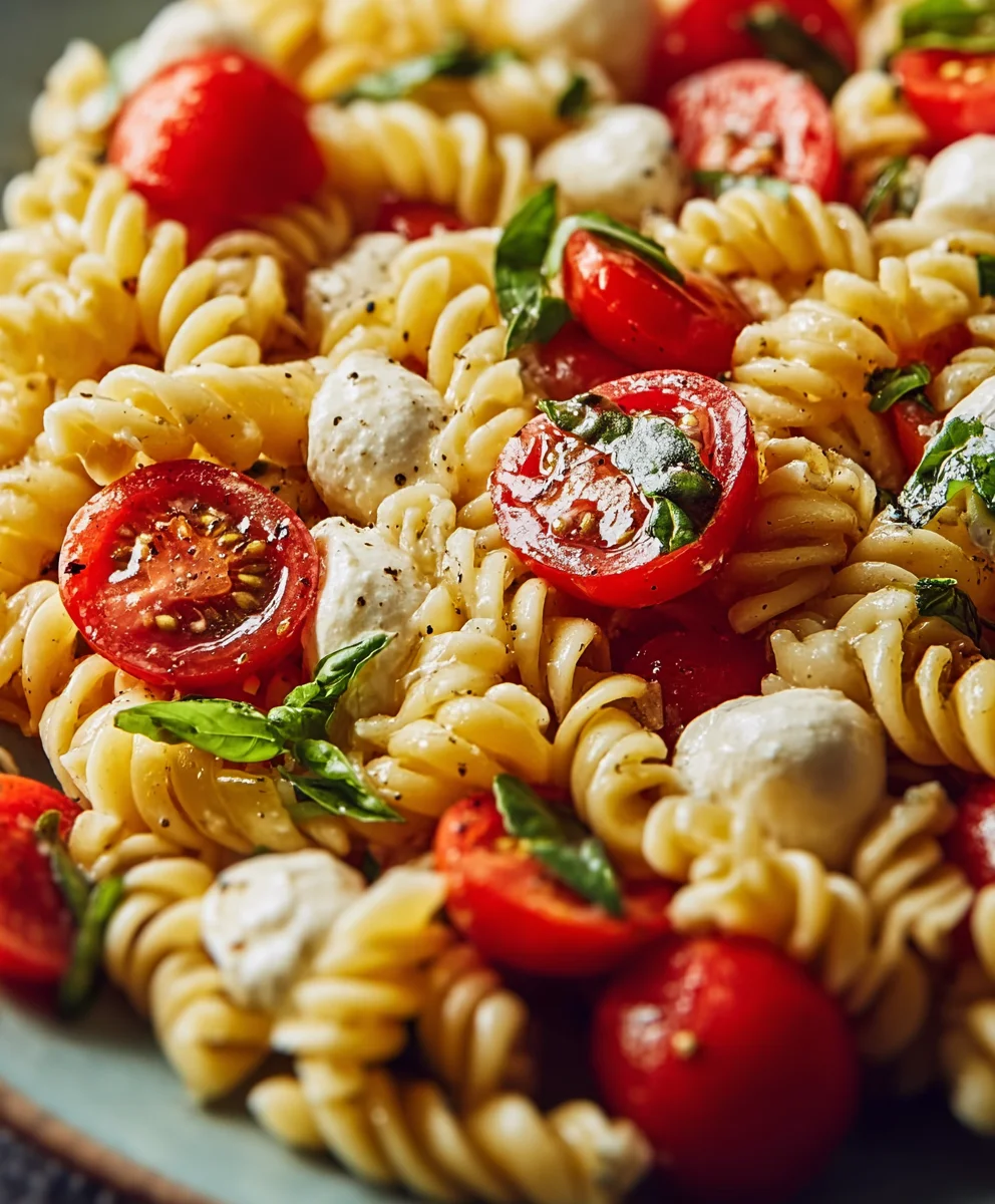 Creamy Caprese Pasta Salad - Easy & Delicious