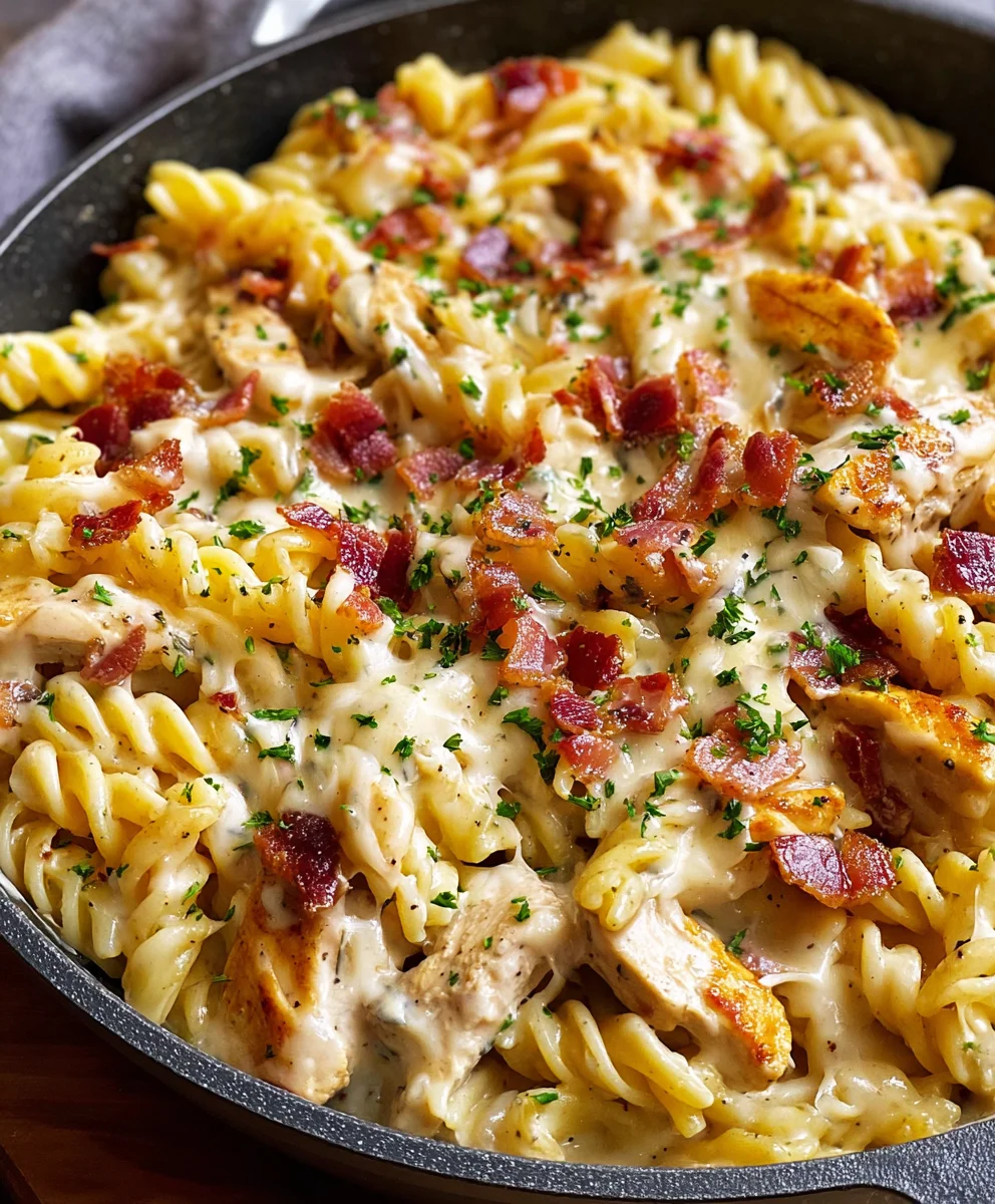 One-Pan Creamy Ranch Beef Beef Bacon Chicken Pasta