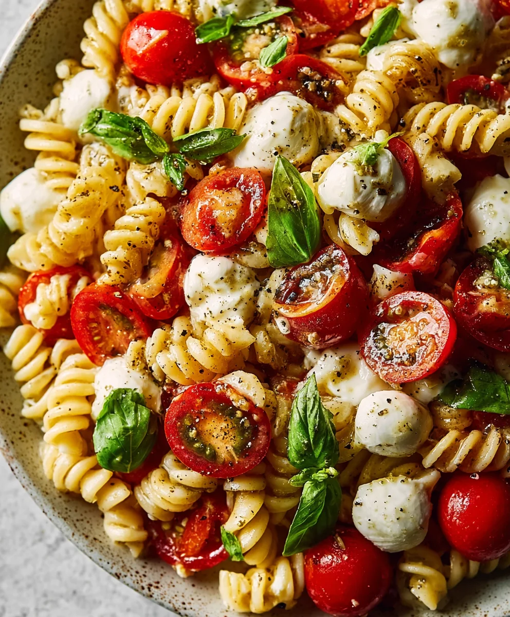 Creamy Caprese Pasta Salad - Easy & Delicious