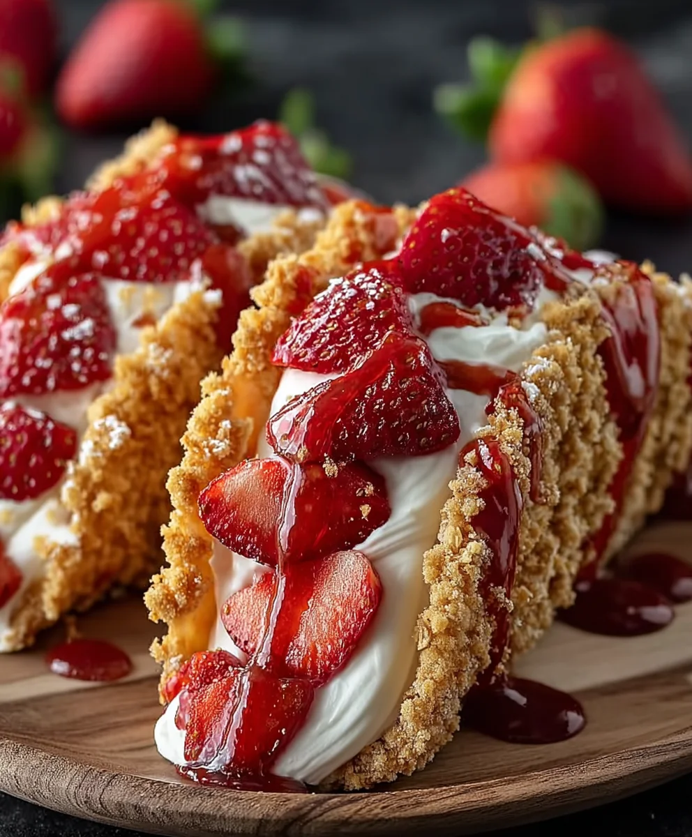 Strawberry Crunch Cheesecake Tacos - Easy Dessert