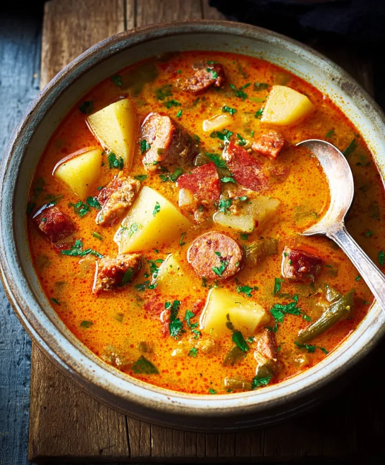 Spanish Potato Beef Beef Chorizo Soup- Hearty & Flavorful