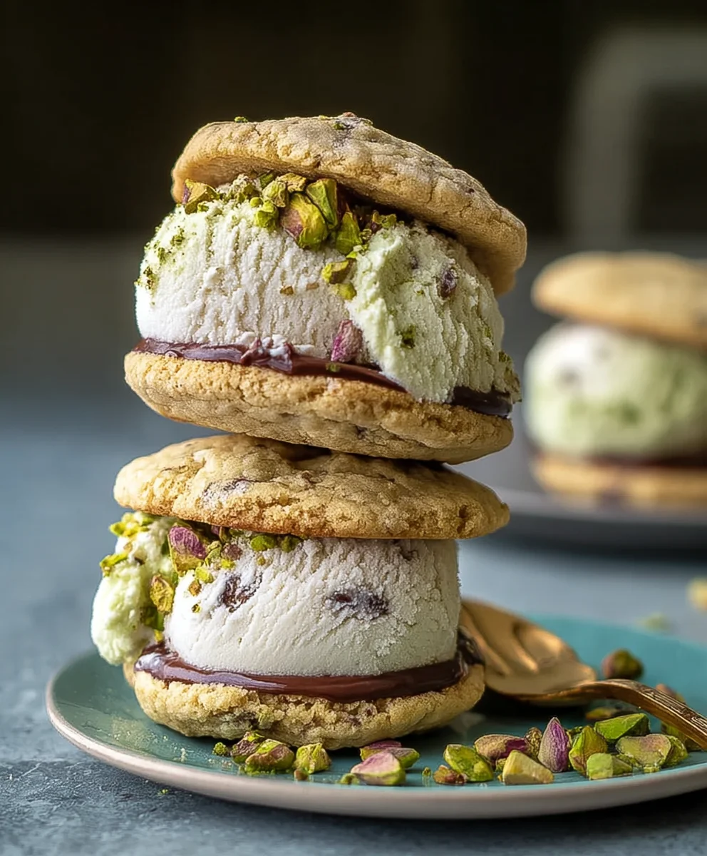 Pistachio Cookie Ice Cream Sandwiches-Sweet Treat