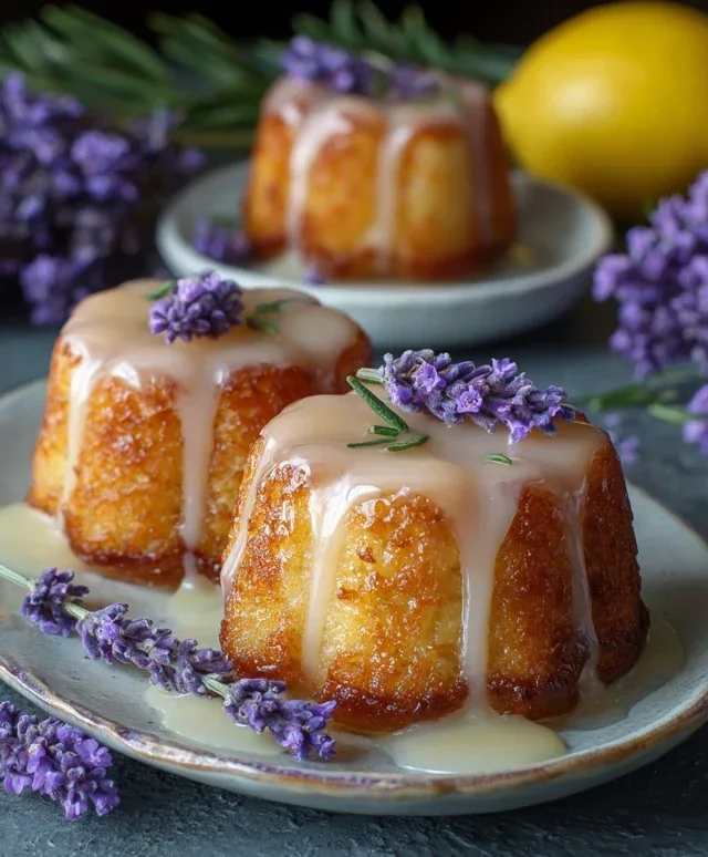 Mini Lemon Cakes With Lavender Glaze
