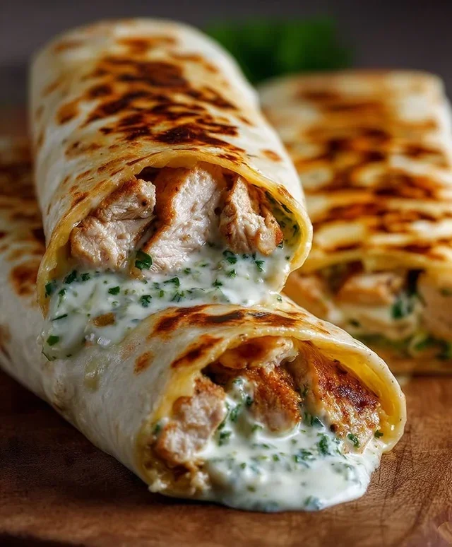 Low Carb Cheesy Garlic Chicken Wraps