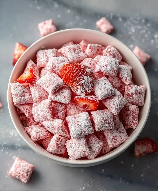 Easy Strawberry Shortcake Puppy Chow