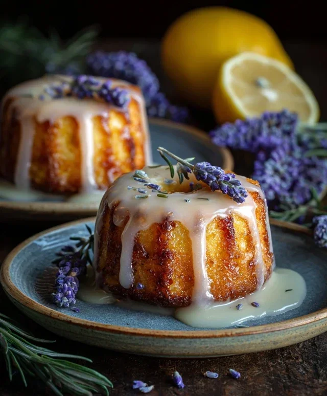 Mini Lemon Cakes With Lavender Glaze