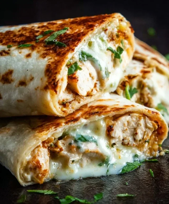 Cheesy Garlic Chicken Wraps