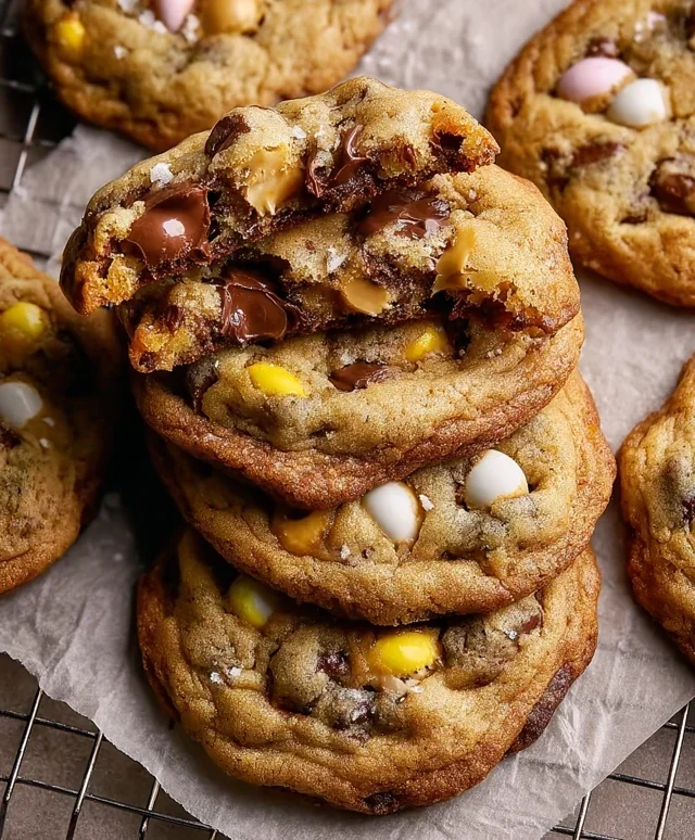 Brown Butter Cadbury Creme Egg Chocolate Chip Cookies