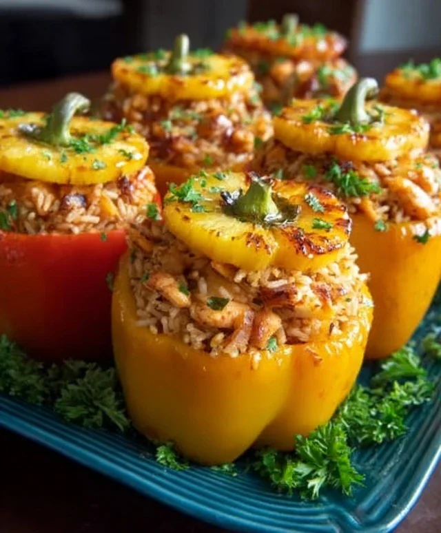 Teriyaki Pineapple Chicken and Rice Stuffed Peppers: A Sweet and Savory Meal
