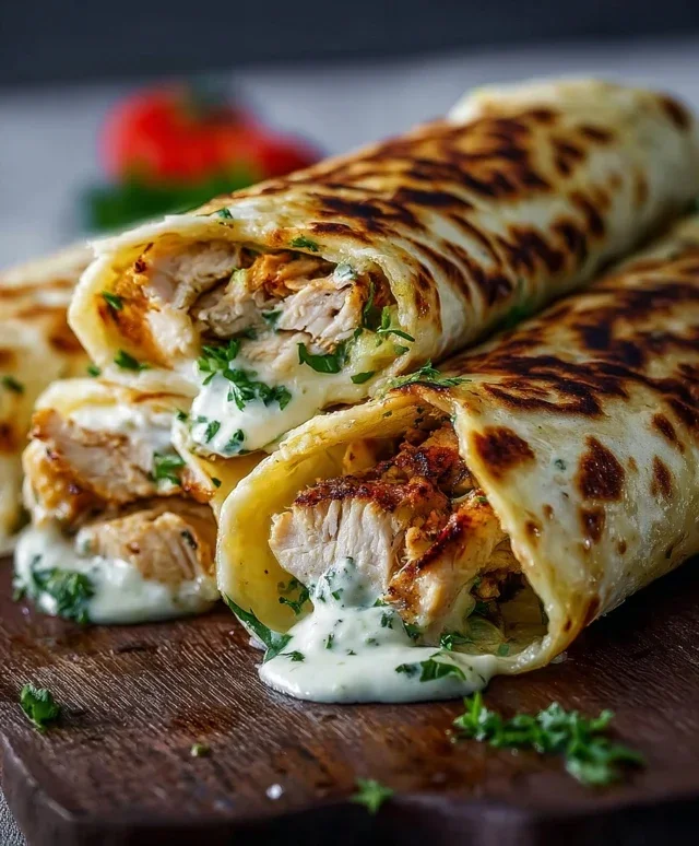 Low Carb Cheesy Garlic Chicken Wraps