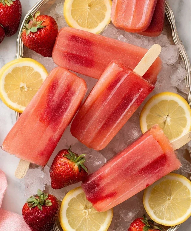 Strawberry Lemonade Popsicles