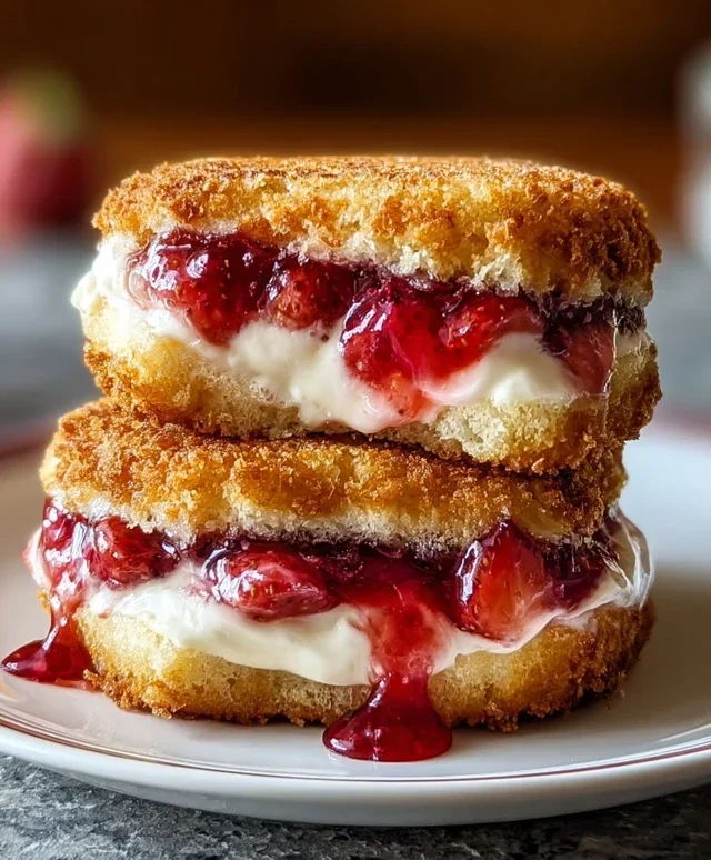 Fried Strawberry Cheesecake Sandwiches