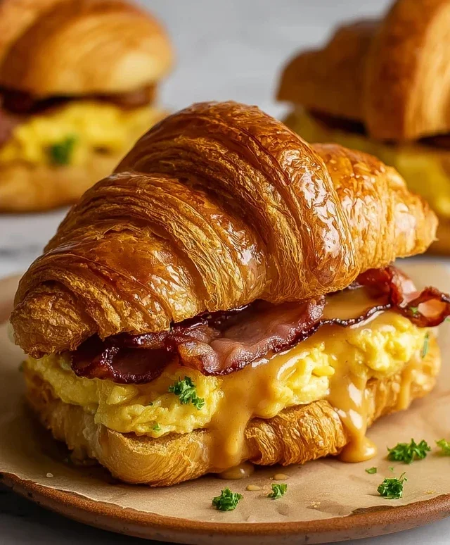 Killer Maple Mustard Croissant Breakfast Sandwiches