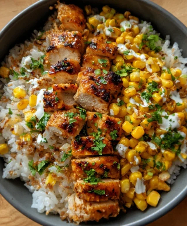 Street Corn Chicken Rice Bowl