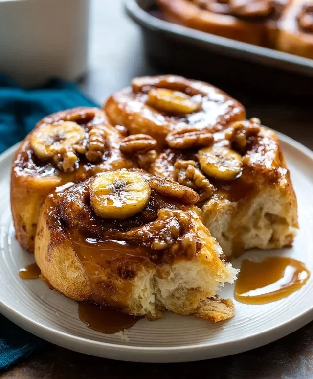 Bananas Foster Cinnamon Rolls