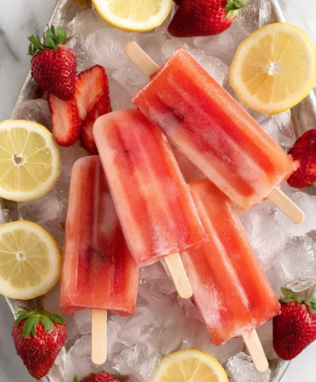 Strawberry Lemonade Popsicles