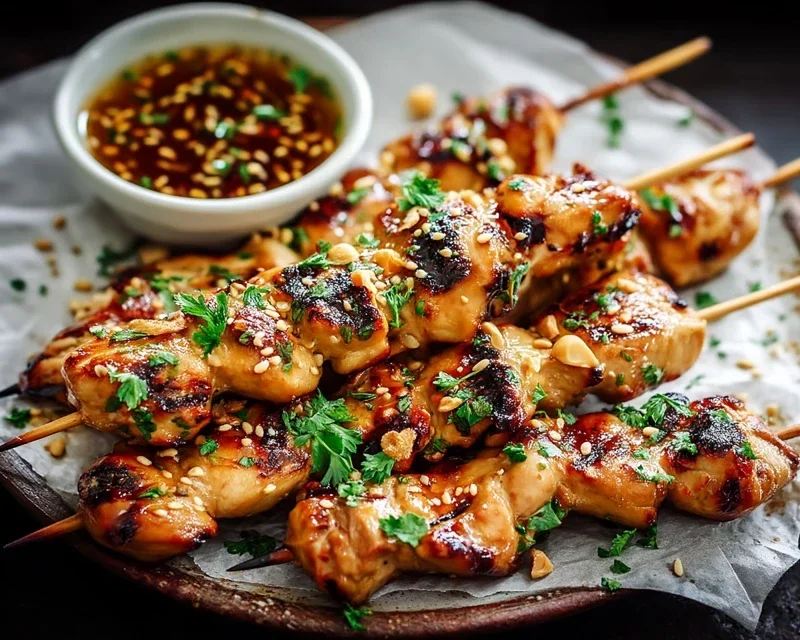 Easy Grilled Asian Chicken Skewers with Honey Garlic Sauce