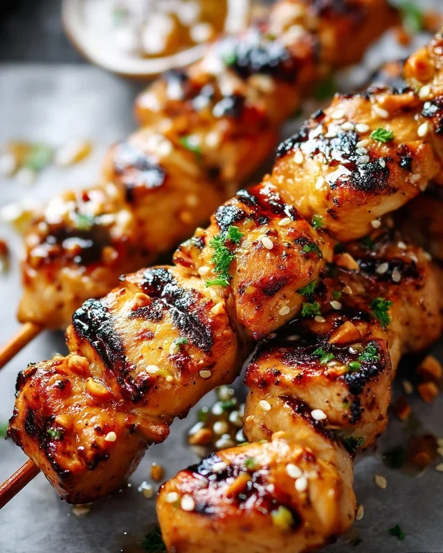 Easy Grilled Asian Chicken Skewers with Honey Garlic Sauce