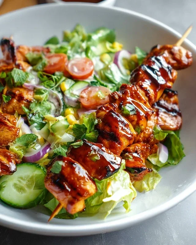BBQ Chicken Skewer Salad