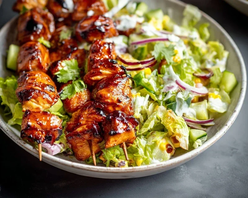 BBQ Chicken Skewer Salad