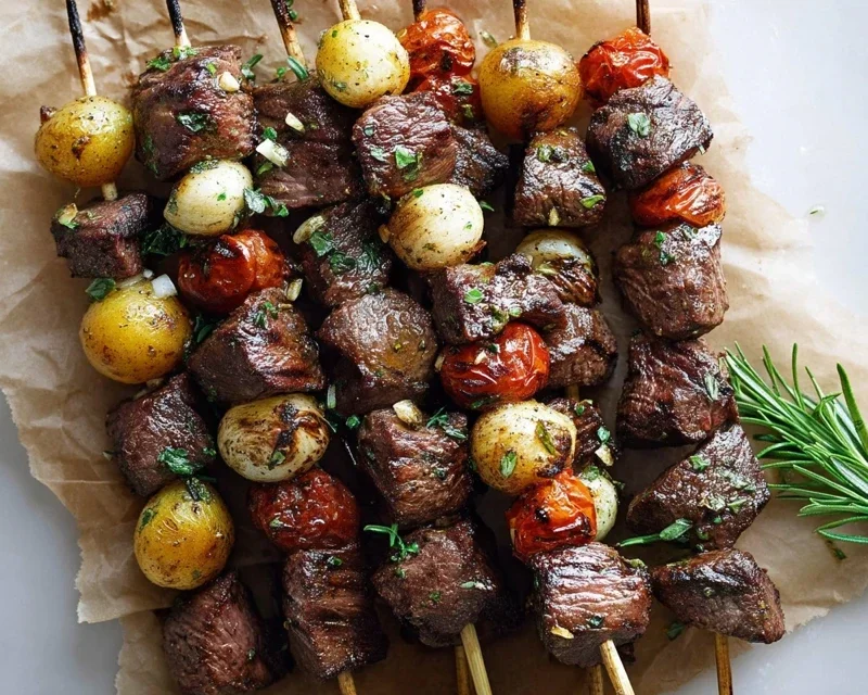 Rosemary Garlic Steak Kebabs
